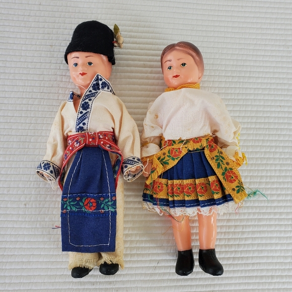 8 Czech Folklore Boy Girl Dolls 1950s 4"-12" Folk Czechoslovakian Ethnic Dress - Picture 2 of 16